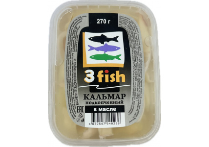 Кальмар подкопченный в масле, 270г