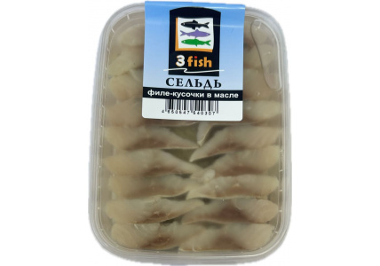 Сельдь филе-кусочки в масле, 190г