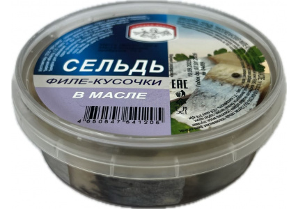 Сельдь филе-кусочки в масле, 120г