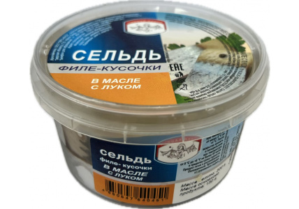 Сельдь филе-кусочки в&nbsp;масле с&nbsp;луком, 270г